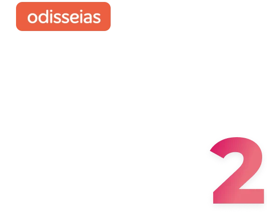 Número 2 na cor cerise e o logotipo Odisseias