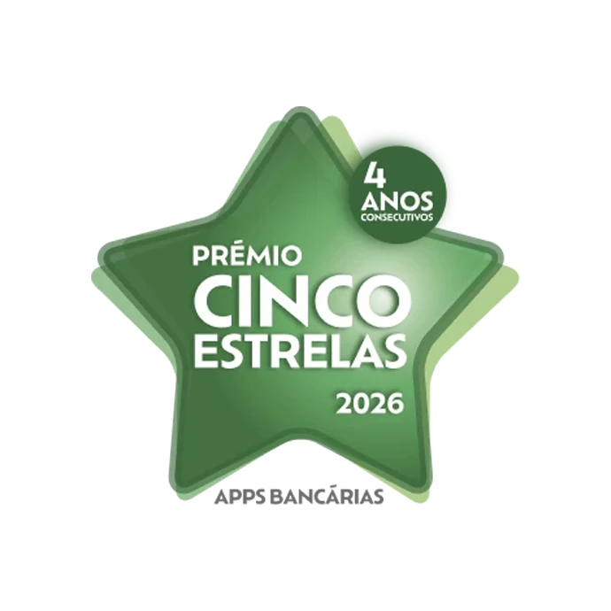 Prémio Produto do Ano 2025 e Prémio Cinco Estrelas 2026, nas categorias “Apps Bancárias”.