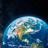 Planeta Terra visto do espaço com o continente americano em destaque
