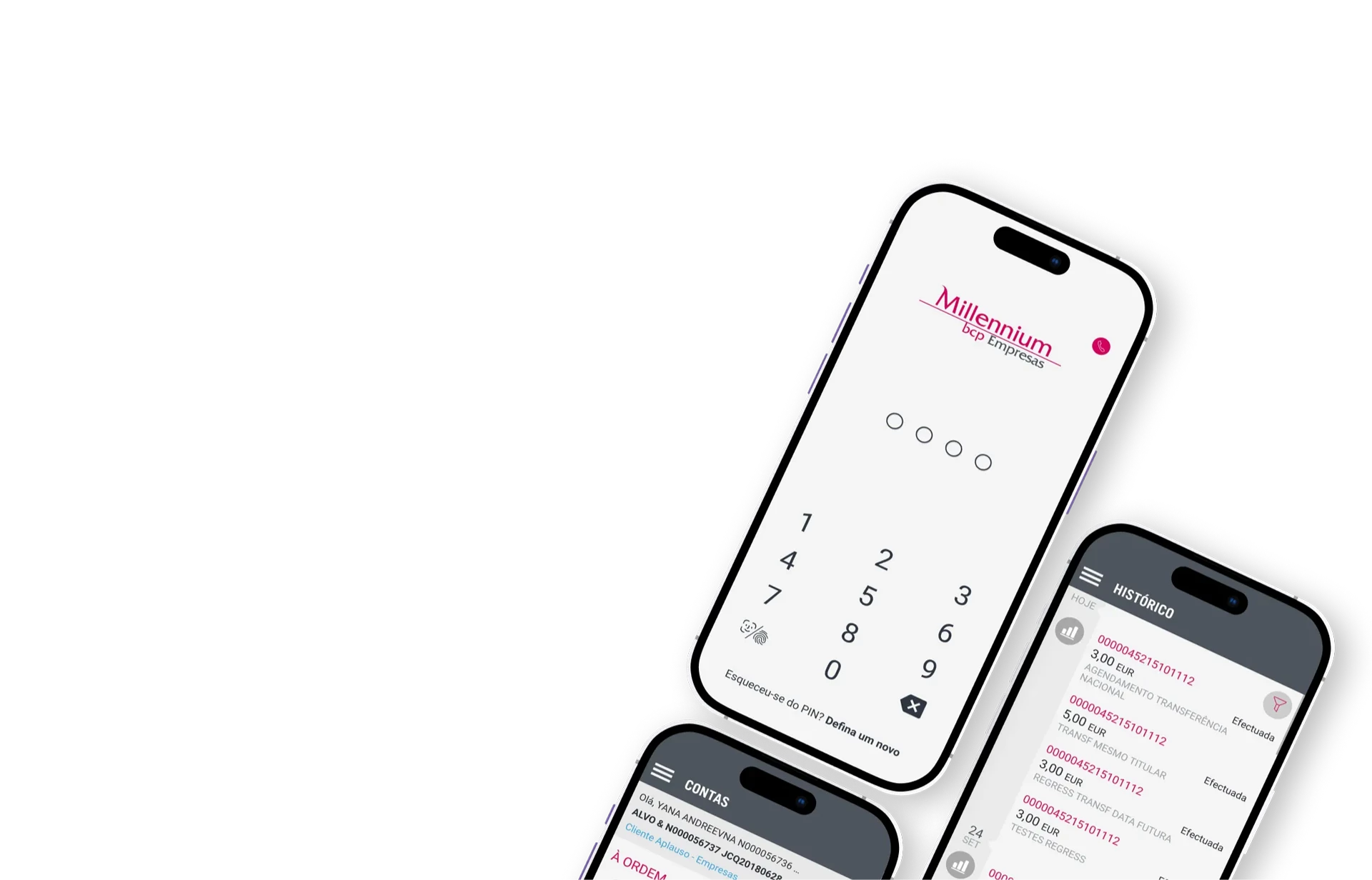 image of smartphones with screens of the M Empresas app
