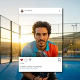 Jovem influencer, em desporto padel, no seu próprio perfil das redes sociais