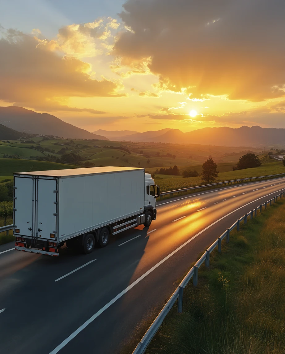 Imagem de um camião a andar numa auto estrada