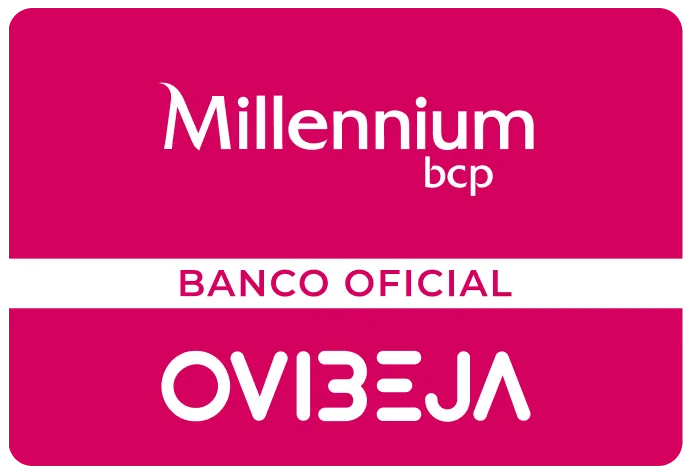 Logotipo Ovibeja, com o logotipo Millennium bcp como Banco oficial