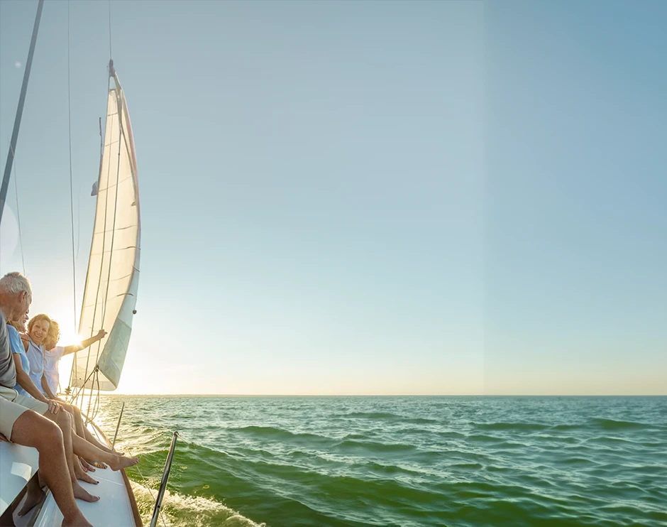 2 retired couples sailing towards the sun