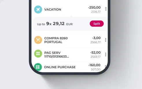Payment installment screen in the Millennium App