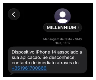 Exemplo de mensagem fraudulenta