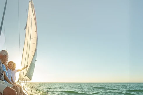 2 retired couples sailing towards the sun