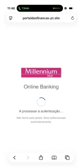 Exemplo de página fraudulenta