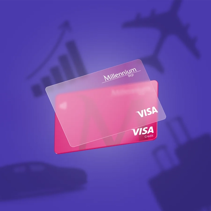 Imagem do Cartão de Crédito do Millennium bcp num fundo azul