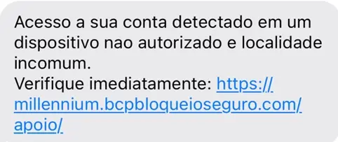 Exemplo de SMS fraudulento