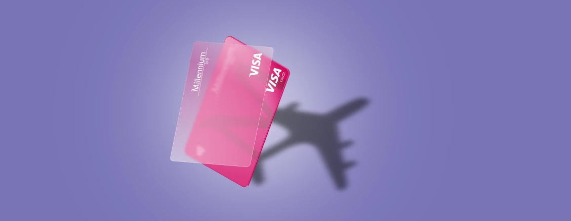 Cartão de crédito Classic com uma sombra de um avião