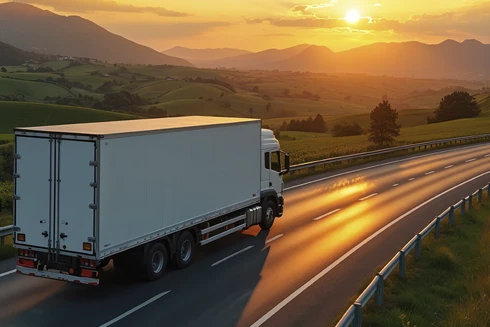 Imagem de um camião a andar numa auto estrada