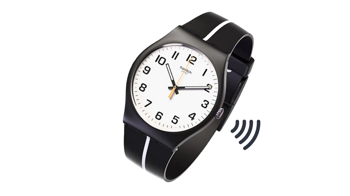 imagem de relógio Swatch com símbolo Contactless