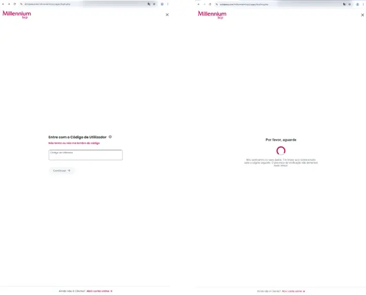 Exemplo de página fraudulenta