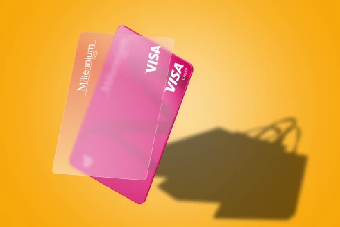Cartão de Crédito Classic com a sombra de sacos de compras