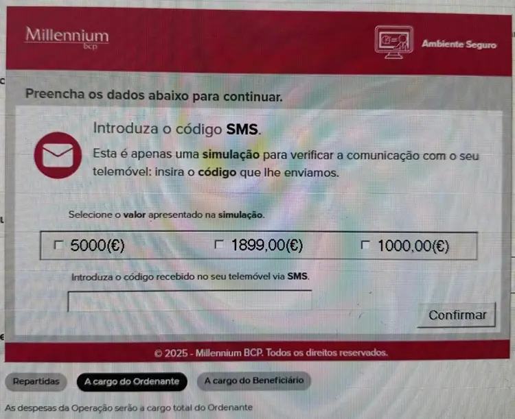 Exemplo de janela fraudulenta