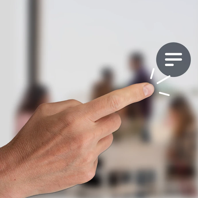 Dedo indicar a clicar num ícone de menu