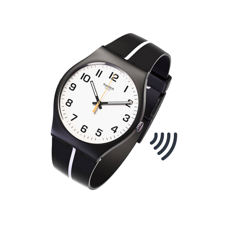 imagem de relógio Swatch com símbolo Contactless