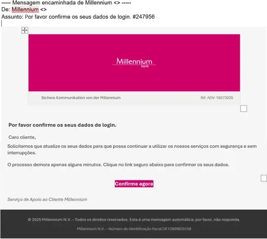 Exemplo de uma página fraudulenta