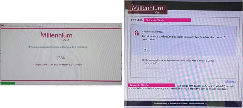 Captura de ecrã fraudulento