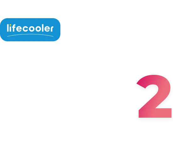 Número 2 na cor cerise e o logotipo Lifecooler