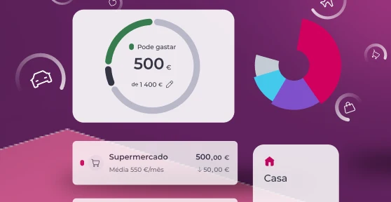 ilustração com gráficos e elementos da área Gerir da App millennium