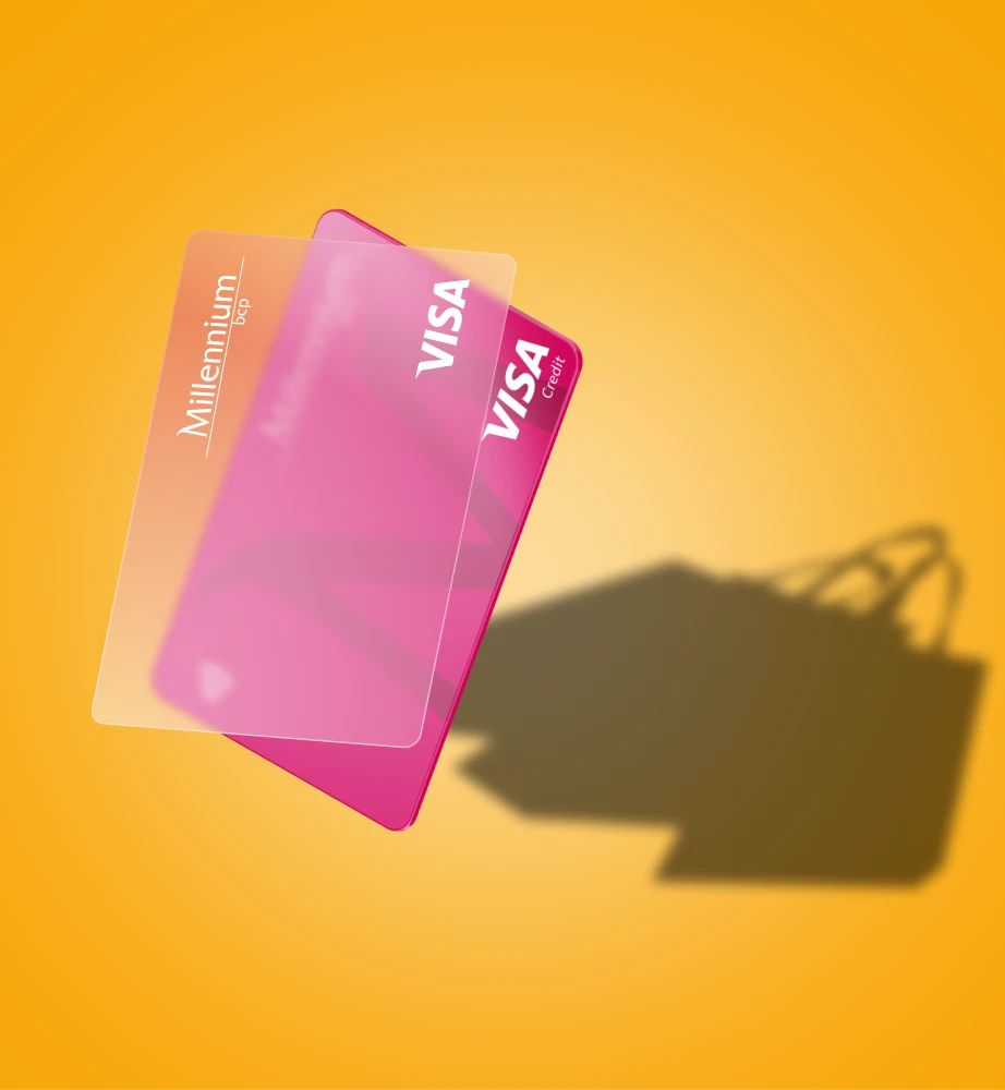 Cartão de Crédito Classic com a sombra de sacos de compras