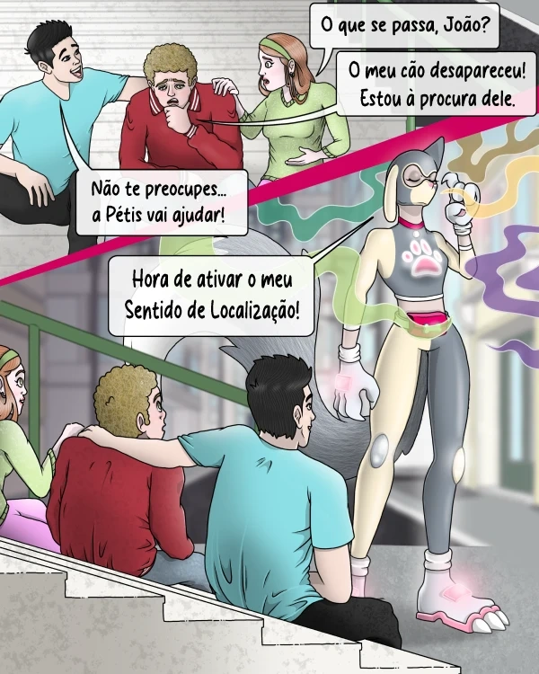 A heroína Pétis ativa os seus poderes para ajudar um rapaz a encontrar o seu cão.