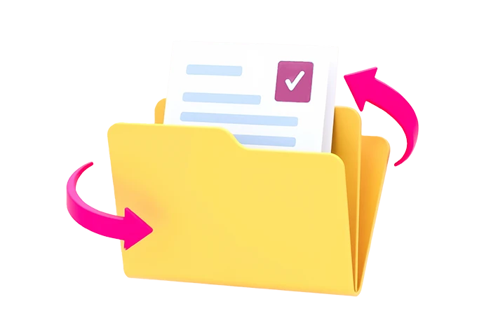 ilustração de pasta de ficheiros amarela com setas cerize