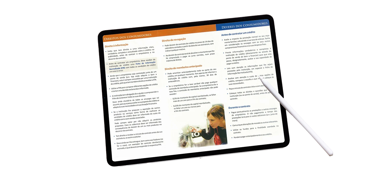 Texto em ipad