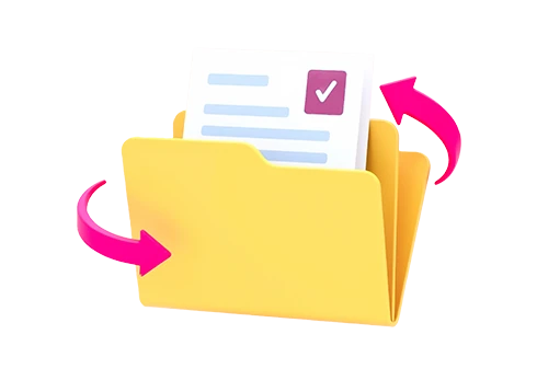 ilustração de pasta de ficheiros amarela com setas cerize